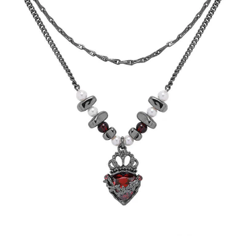 Gothic Crown Heart Alloy Jewelry Set