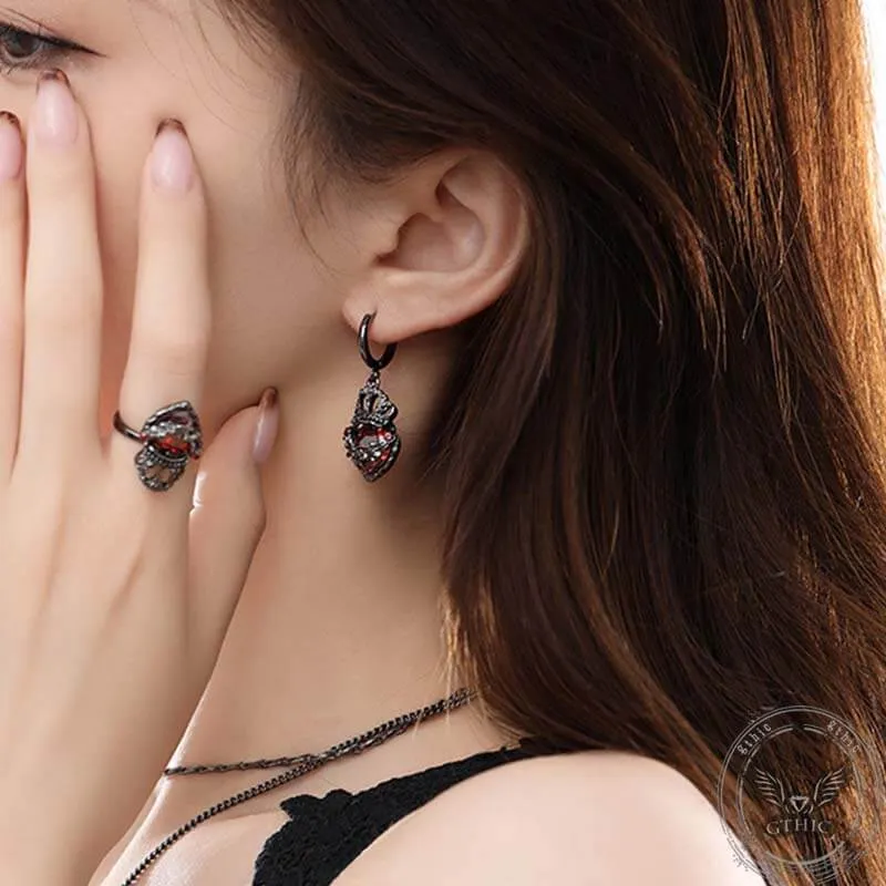 Gothic Crown Heart Alloy Jewelry Set