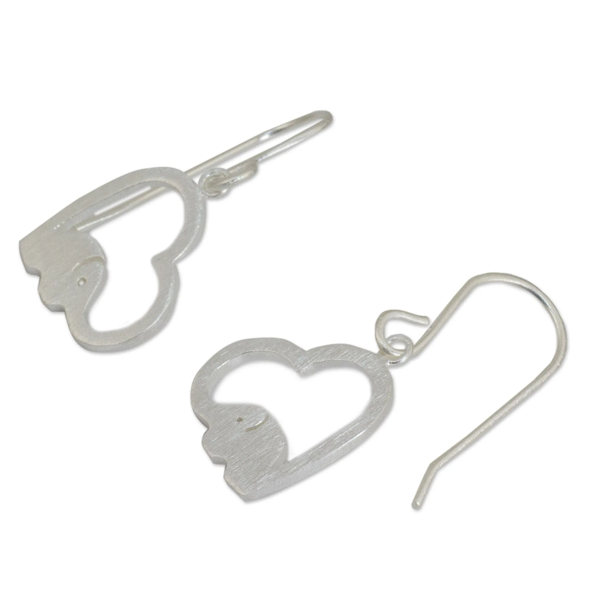 Heartfelt Elephants Sterling Silver Dangle Earrings