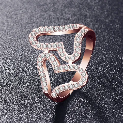 Hot!Bottom Price Only 2 Weeks Fashion Rings for Women Double Letter X Shape Ring Zirconia Micro Paved Women Anel