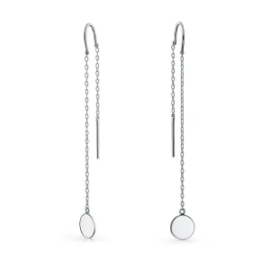 Initials Alphabet Minimalist Geometric Dangle Earrings Sterling Silver Threader