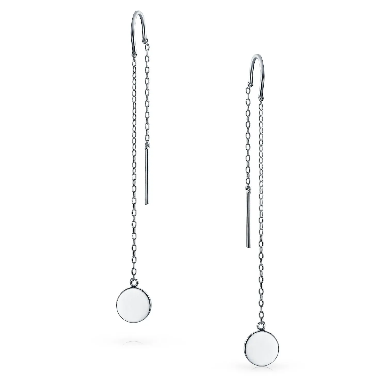 Initials Alphabet Minimalist Geometric Dangle Earrings Sterling Silver Threader