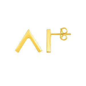 Inverted V Post Earrings in 14k Yellow Gold