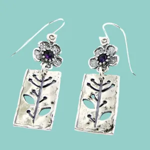 Israeli jewelry designers in silver earrings set amethyst / garnets / turquoises / opals