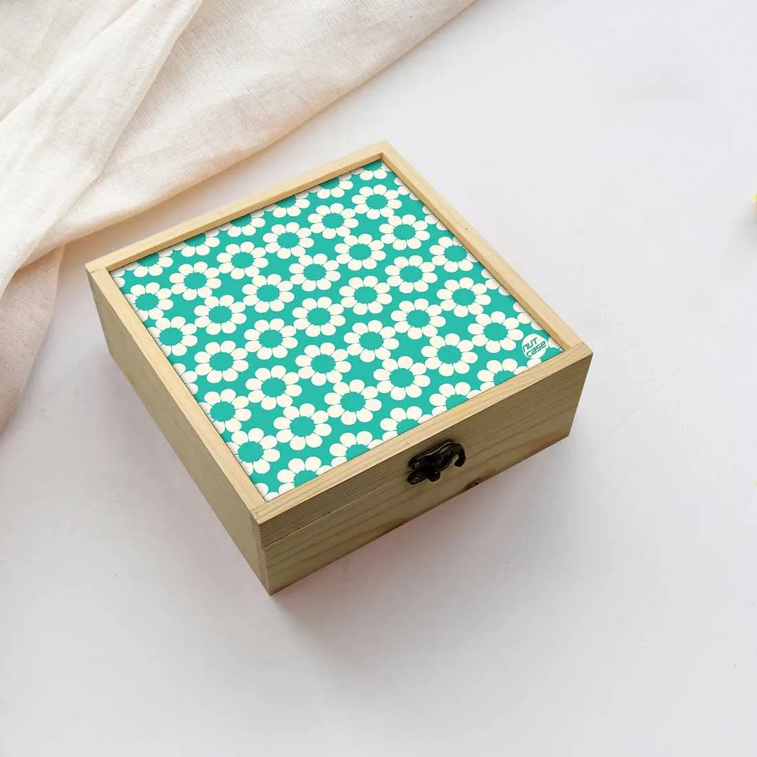 Jewellery Box Makepup Organizer -  Blue Flowers Design