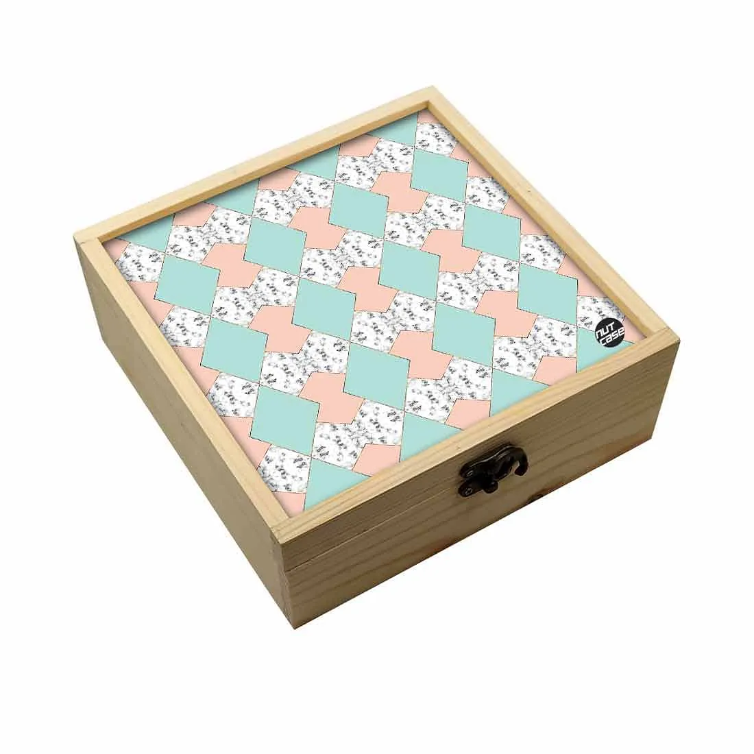 Jewellery Box Makepup Organizer -  Green Peach Marble Pastle