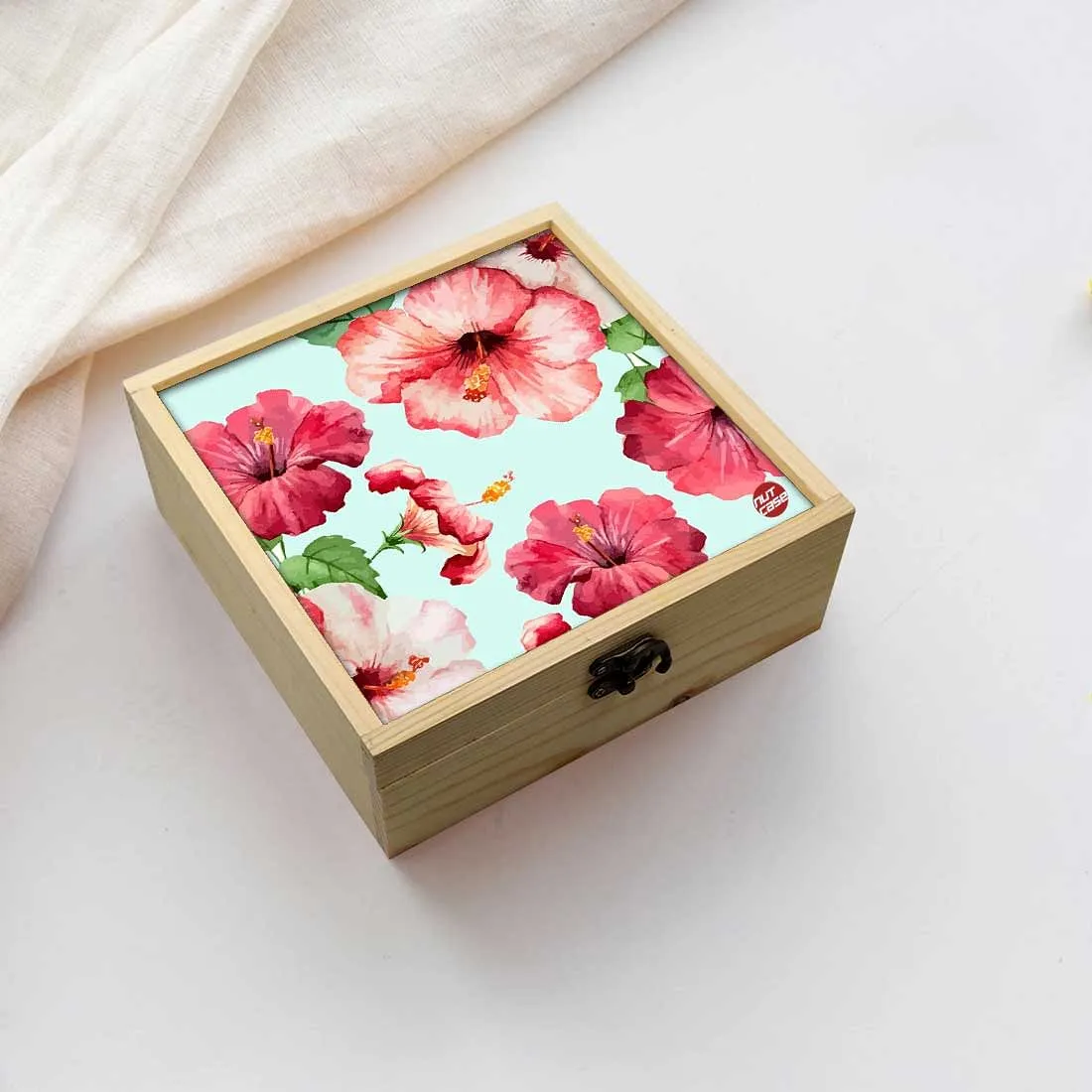 Jewellery Box Makepup Organizer -  Hibiscus Flower Leaf