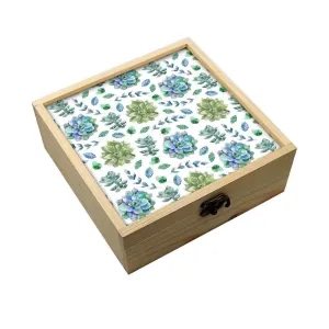 Jewellery Box Wooden Jewelry Organizer -  Green Flower