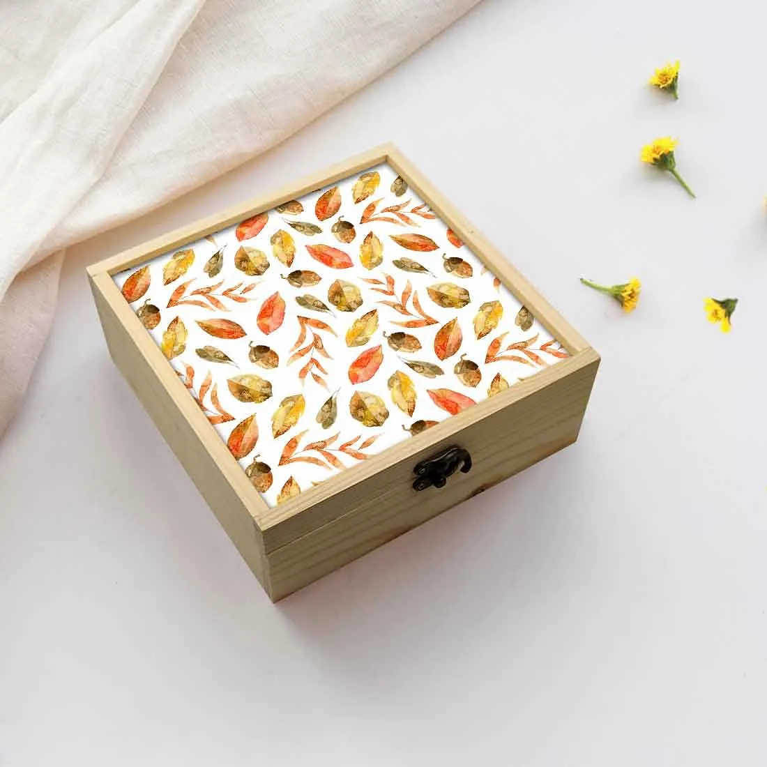 Jewellery Box Wooden Jewelry Organizer -  Orange Leaf