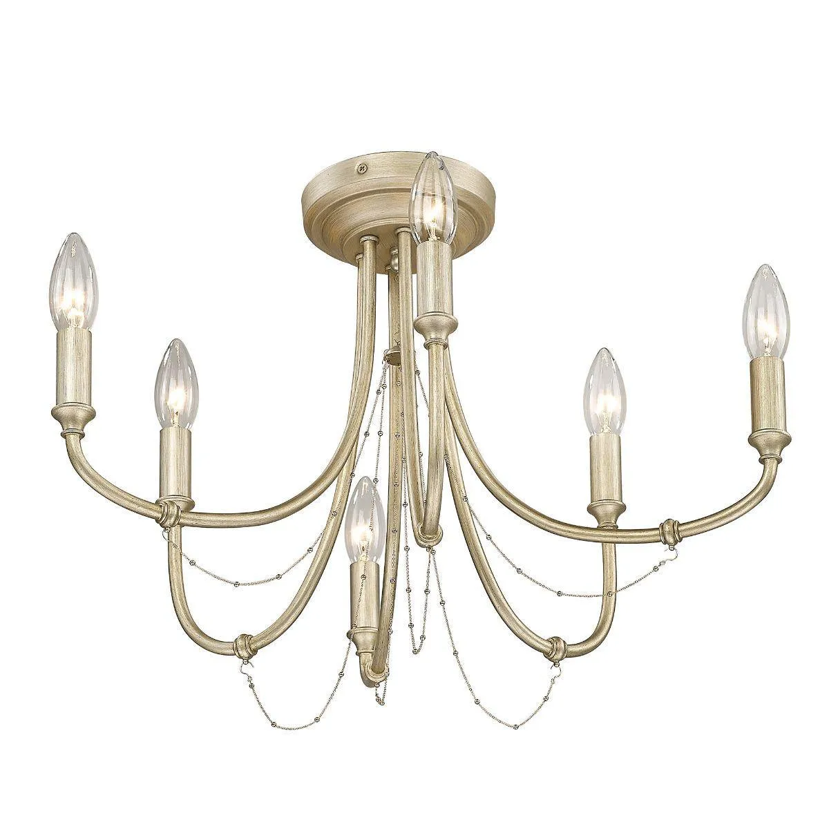 Kamila 21 in. 6 Lights Semi flush Mount Light Gold Finish