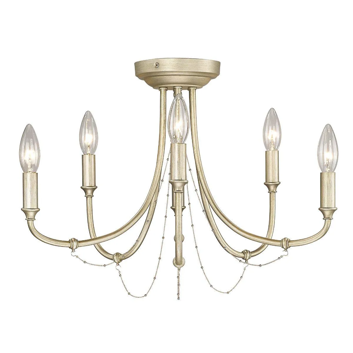 Kamila 21 in. 6 Lights Semi flush Mount Light Gold Finish