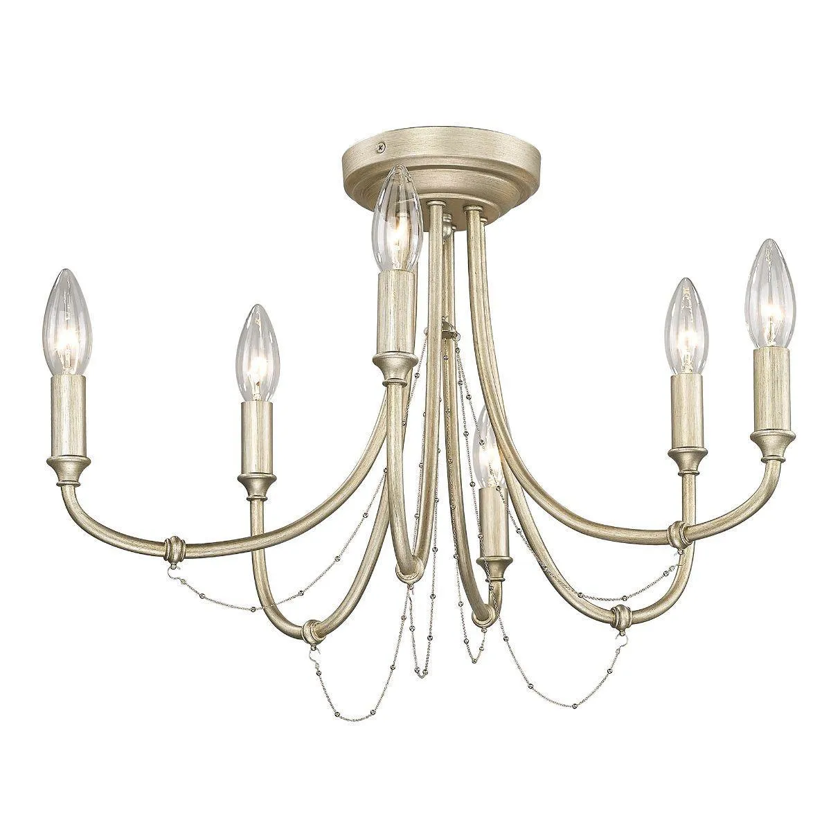 Kamila 21 in. 6 Lights Semi flush Mount Light Gold Finish