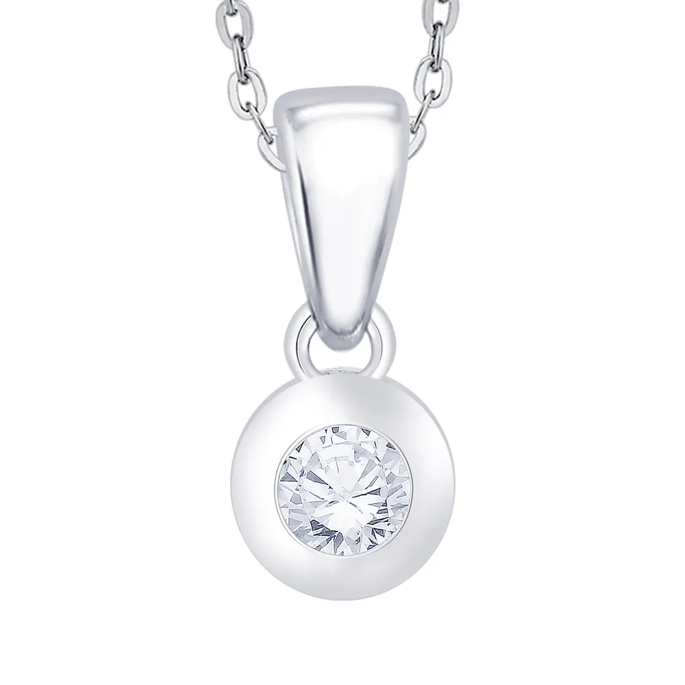 KATARINA Diamond Bezel Set Solitaire Pendant Necklace (1/6 cttw)