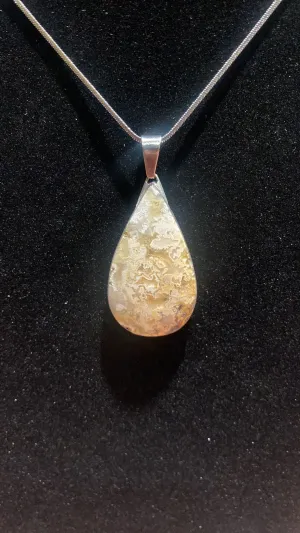 Lace Agate Teardrop Crystal Pendant (XL)