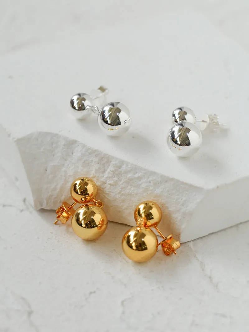 Large & Small Gold Balls Earrings