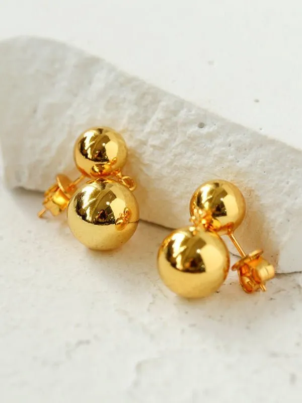 Large & Small Gold Balls Earrings