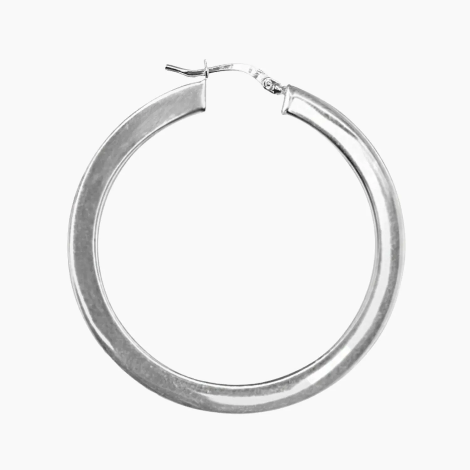 Large Block Hoop Earrings in Sterling Silver