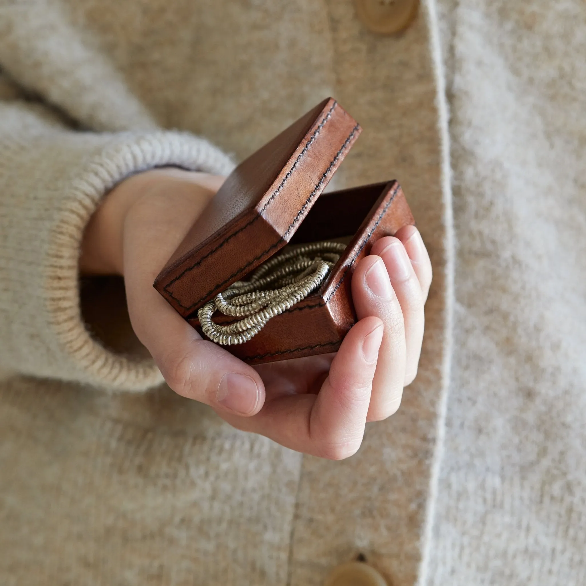 Leather Mini Cufflink Box - Magnetic Lid For Travel