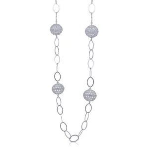 LUCRECIA SILVER LONG NECKLACE FOUR SPHERES FILIGREE