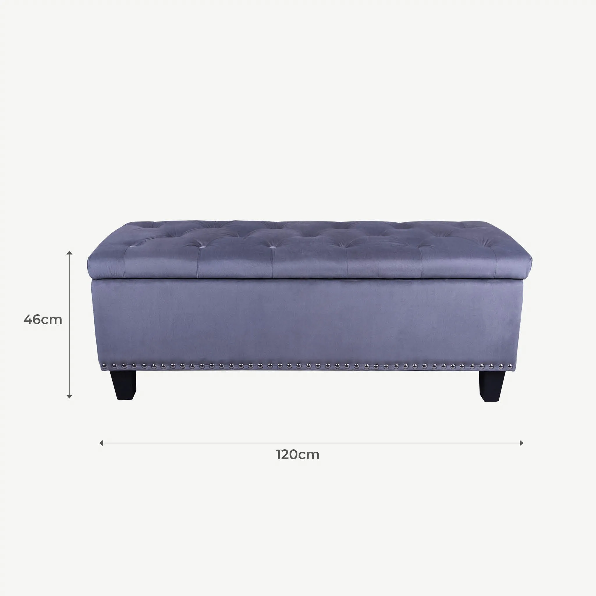 Lynton Footstool Grey Velvet