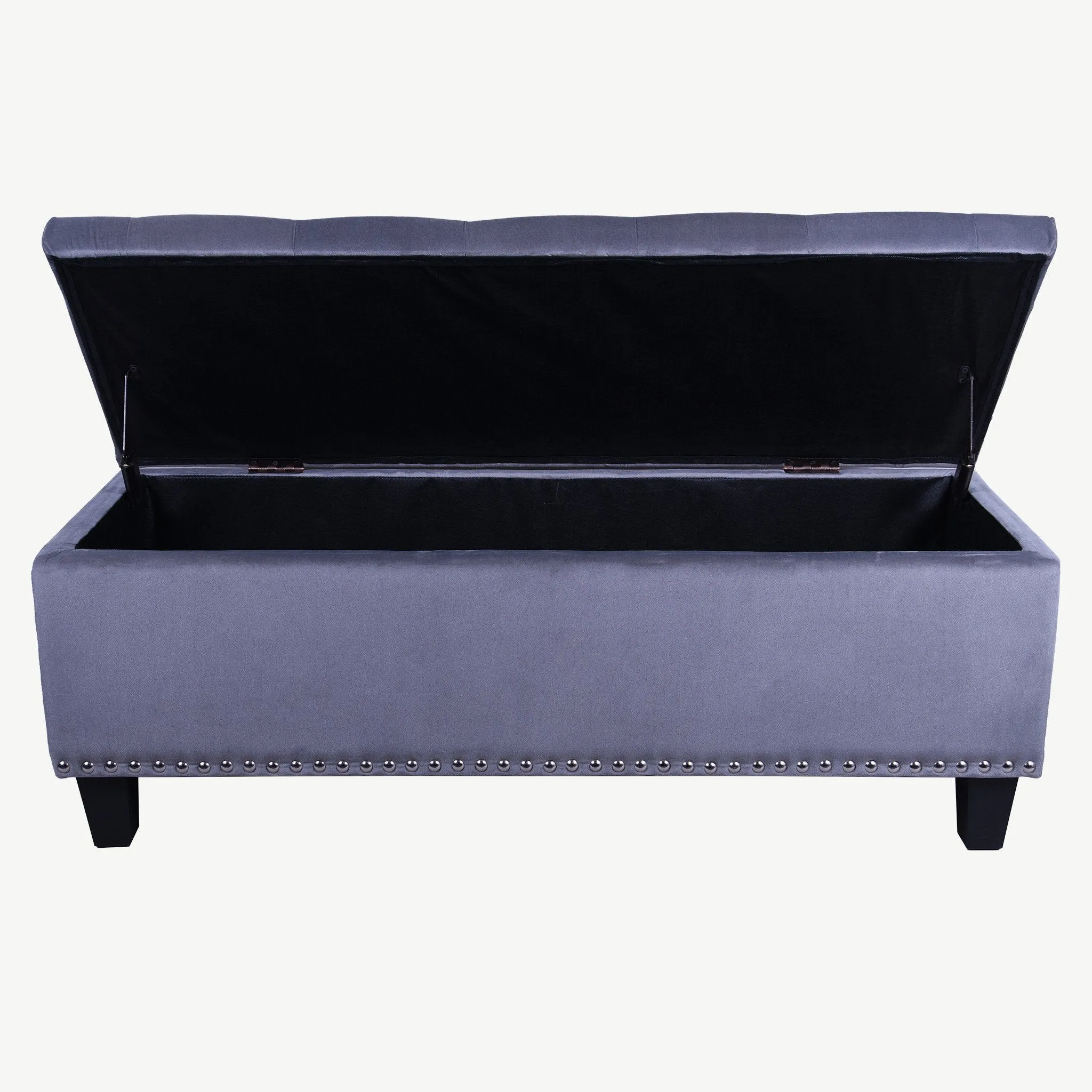 Lynton Footstool Grey Velvet