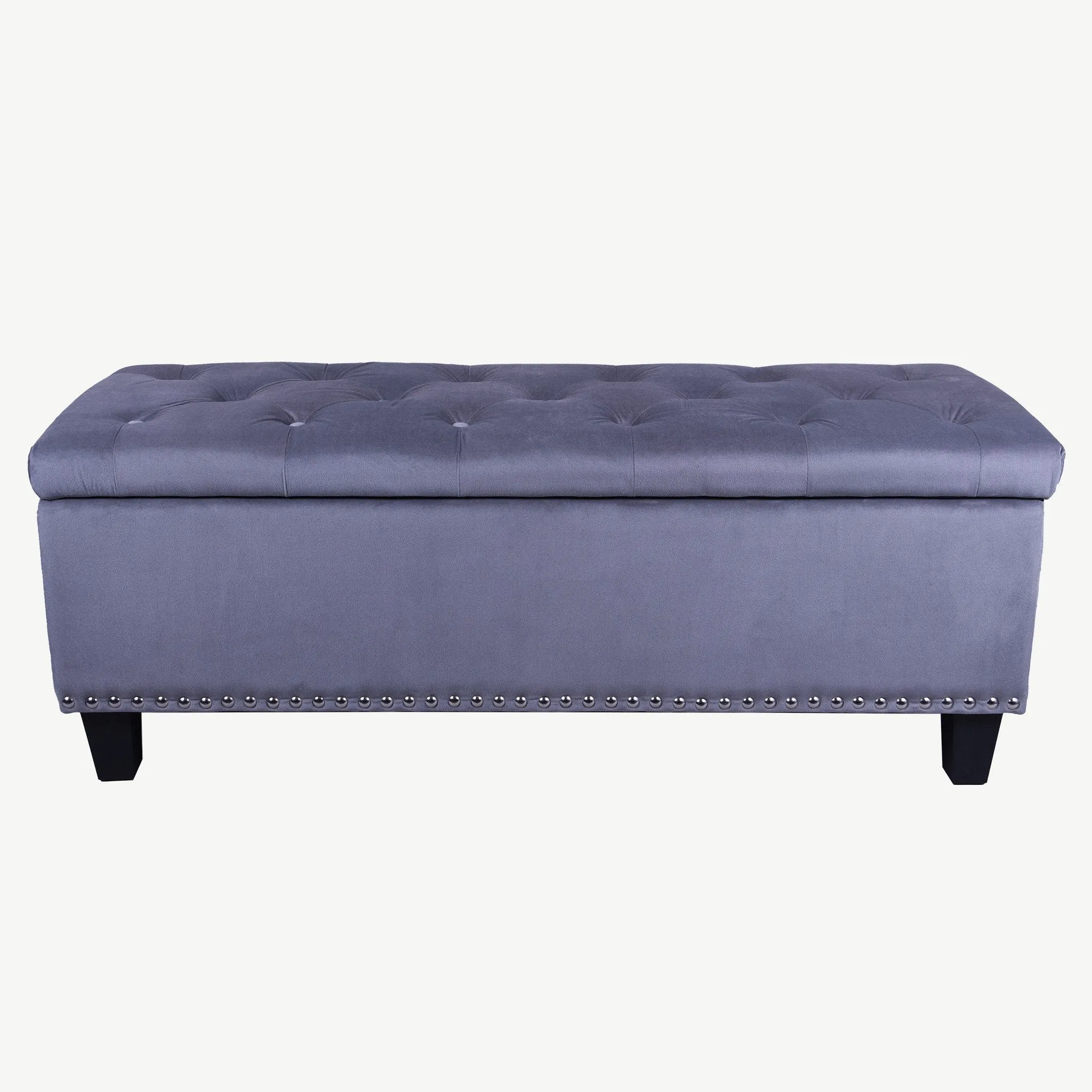 Lynton Footstool Grey Velvet