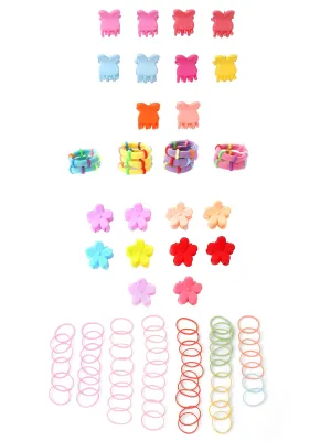 Melbees by Yellow Chimes Hair Rubber Bands for Girls Kids Hair Accessories for Girl Set of 67 Pcs Rubberbands With 20 Pcs Claw Clips Soft & Stretchy Small Ponytail Holders with Heart Shape Storage Box