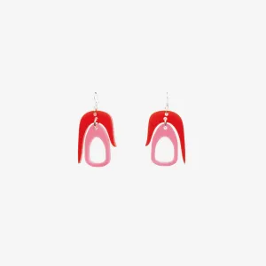 Mini Salish Chandelier Earrings in Red & Pink