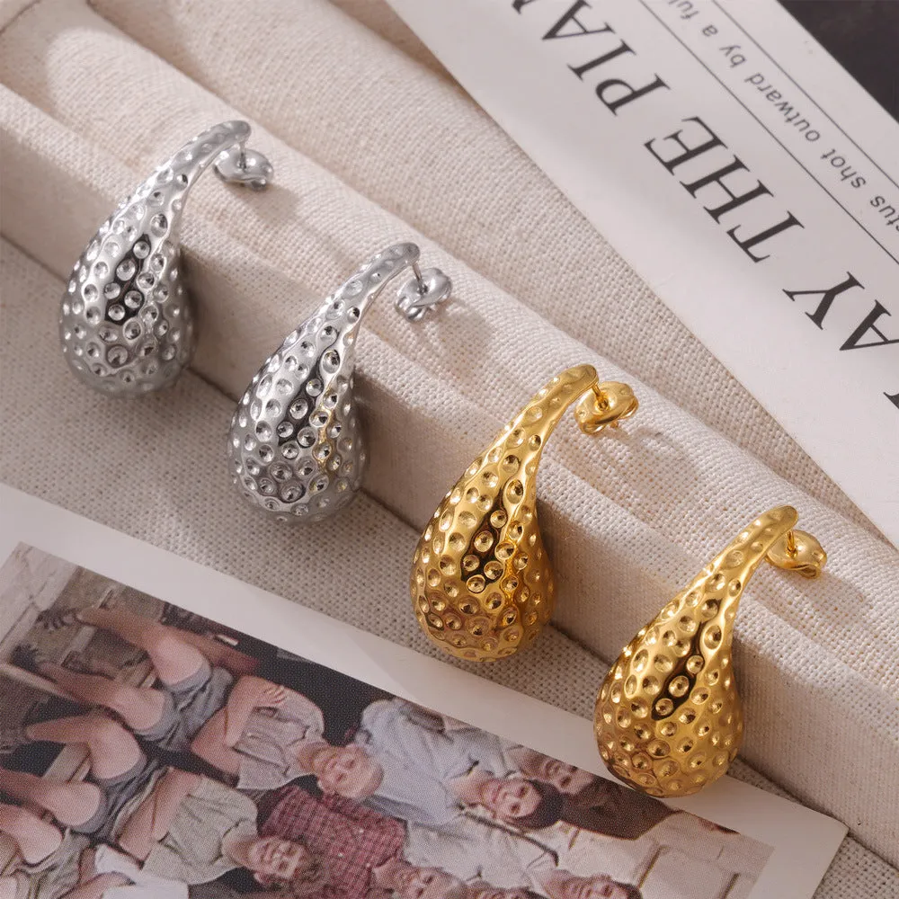 Modern Chic Titanium Steel Gold-Plated Droplet Geometric Earrings