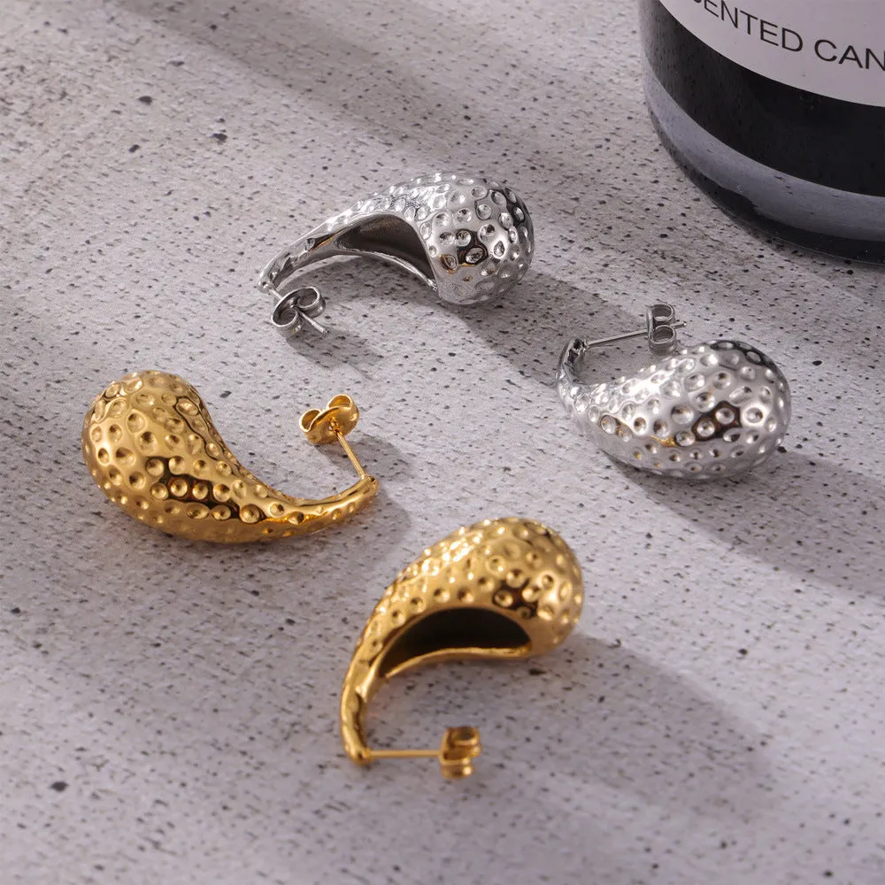 Modern Chic Titanium Steel Gold-Plated Droplet Geometric Earrings