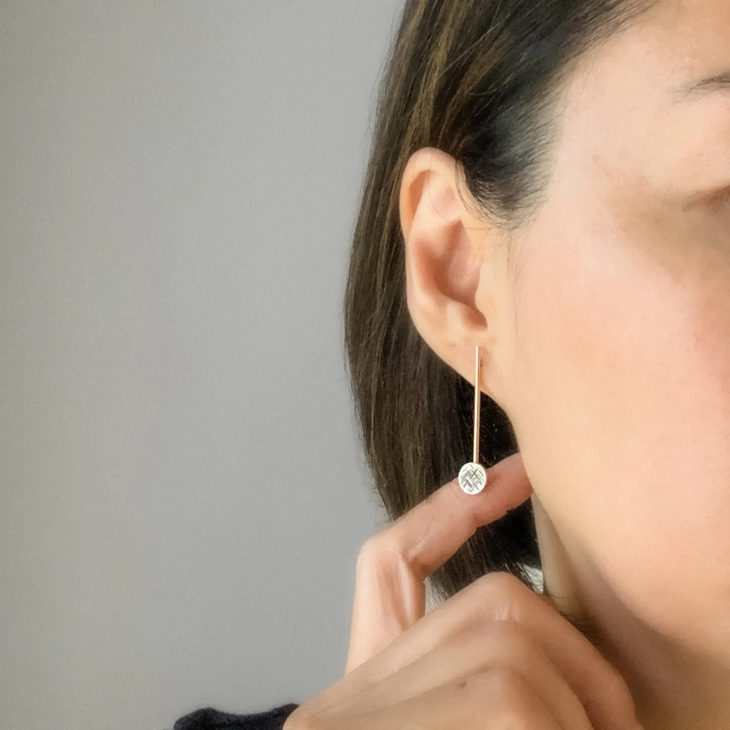 Modern Mixed Silver and Gold Post Earrings PENDULUM