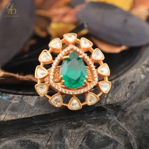 Moissanite Ring - Doublet Emerald Green