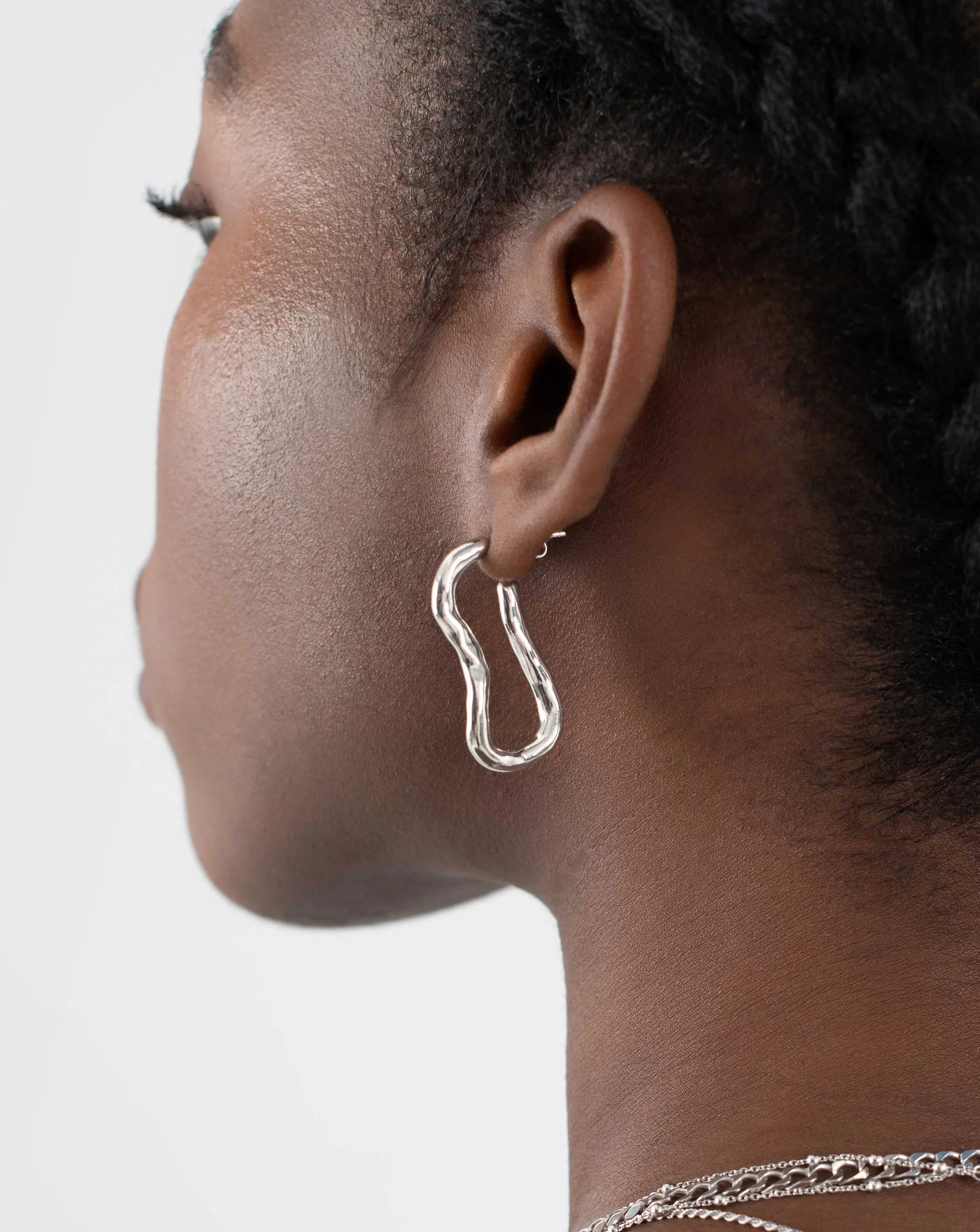 Molten Ovate Hoop Earrings