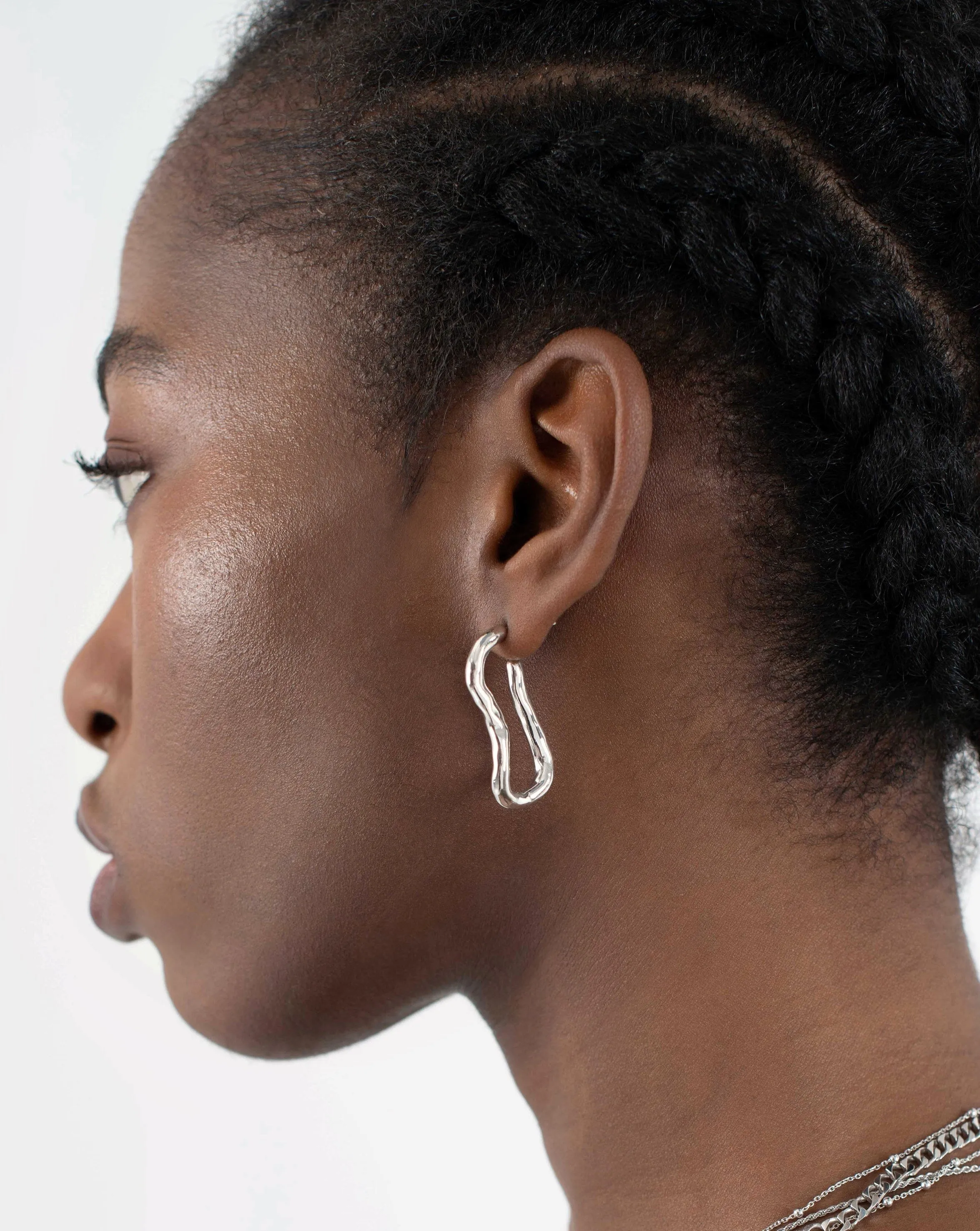 Molten Ovate Hoop Earrings