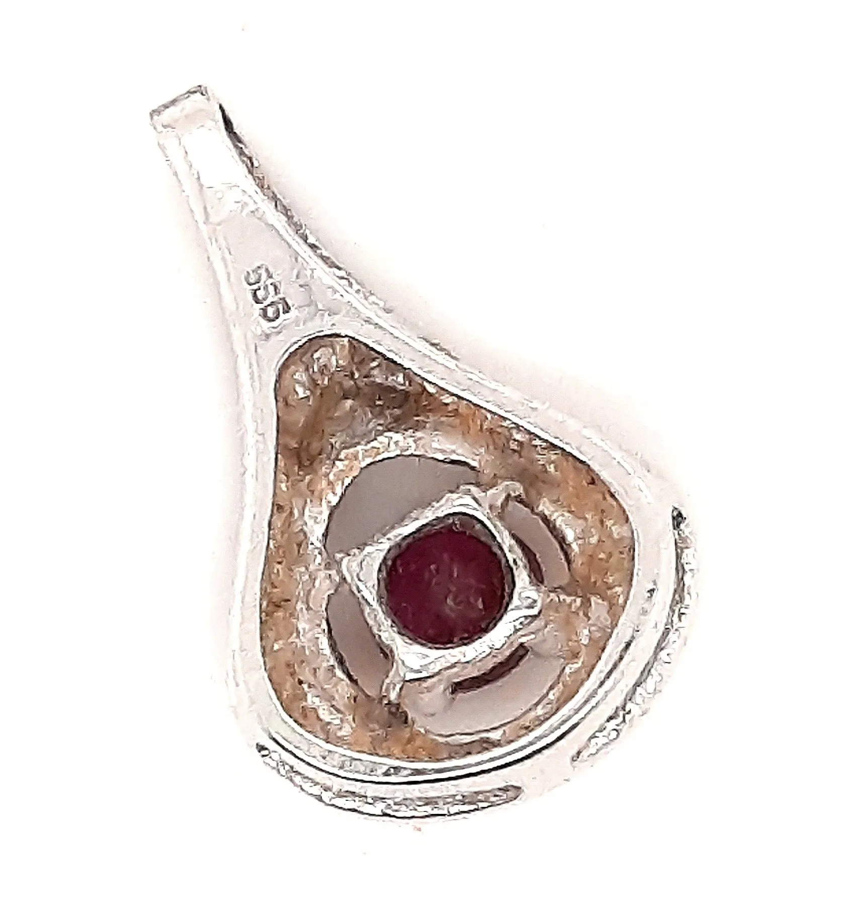 Natural Ruby and14ct White Gold Pendant