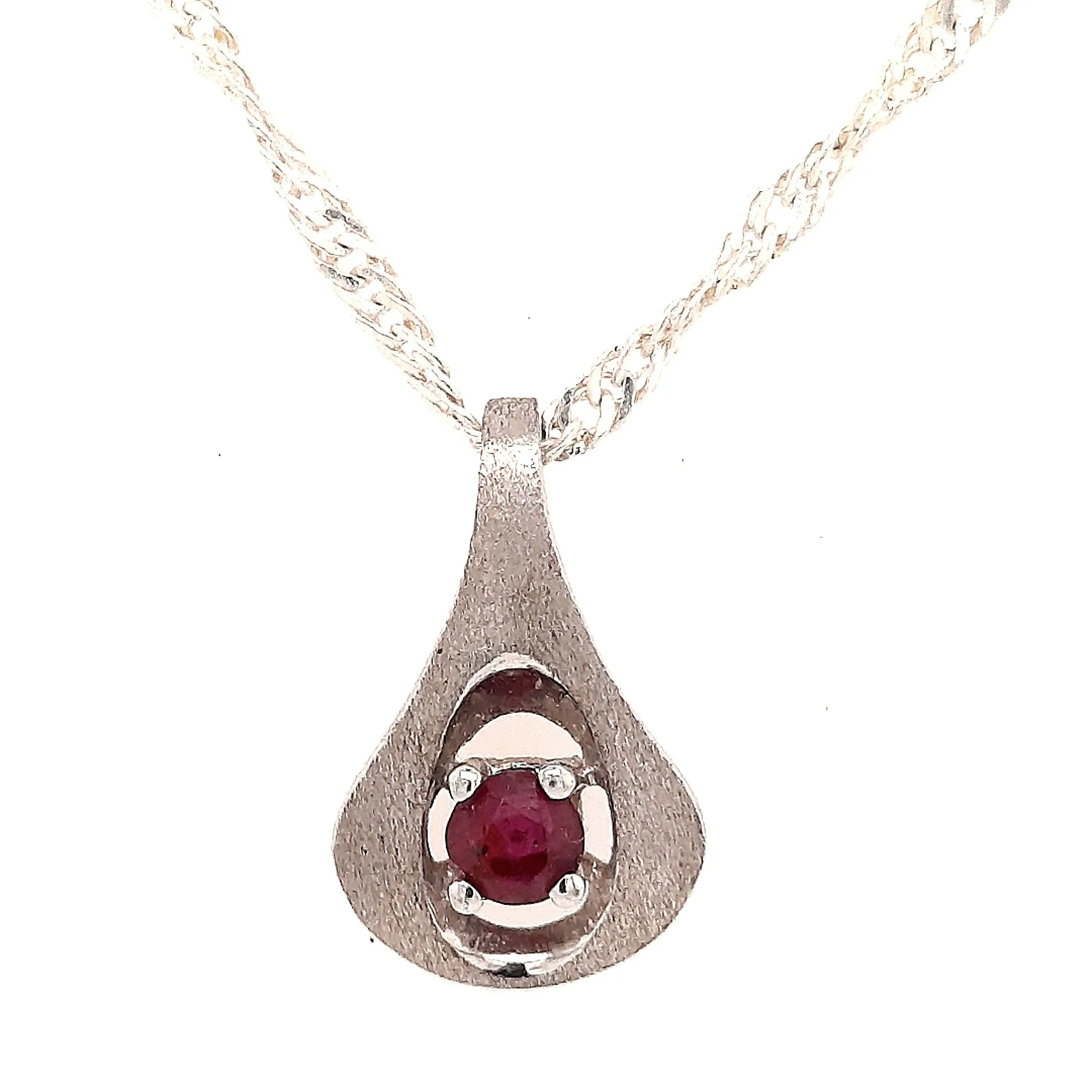 Natural Ruby and14ct White Gold Pendant