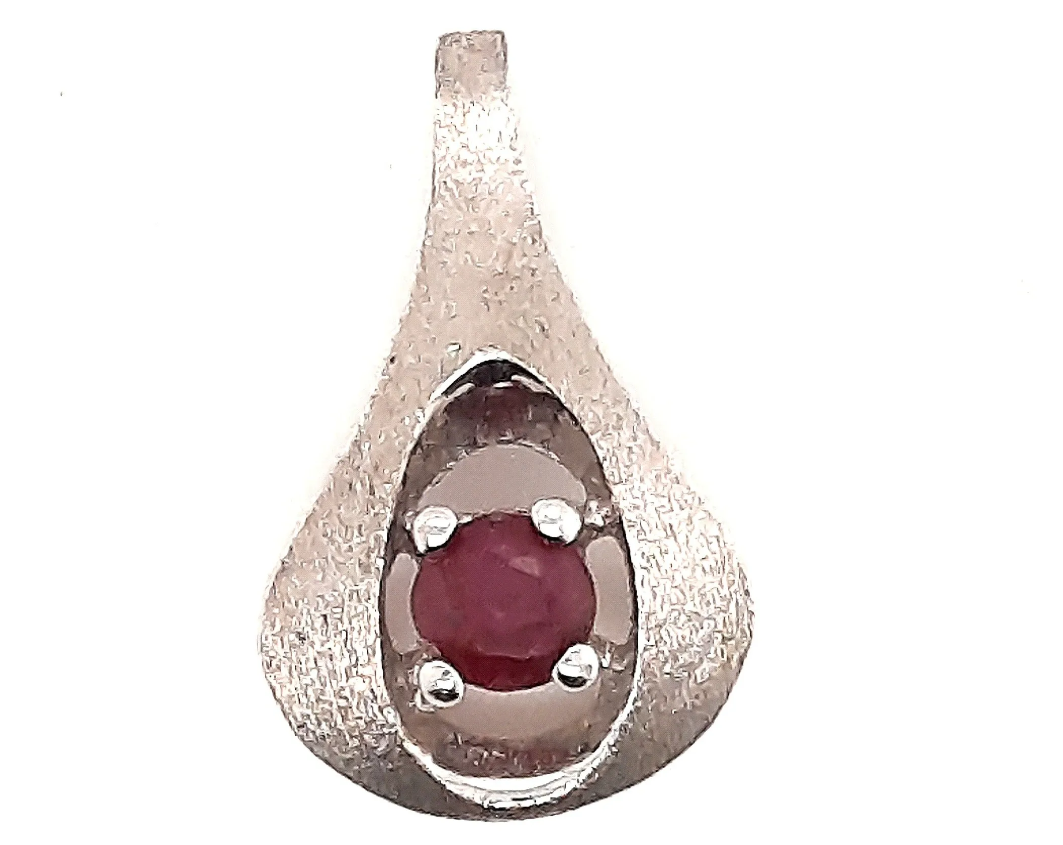 Natural Ruby and14ct White Gold Pendant