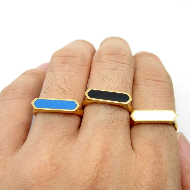 Newest Hot Sell! Classical Style Stainless Steel Enamel Gold Ring! Fashion Jewelry Women's Ring, Birthday Gift