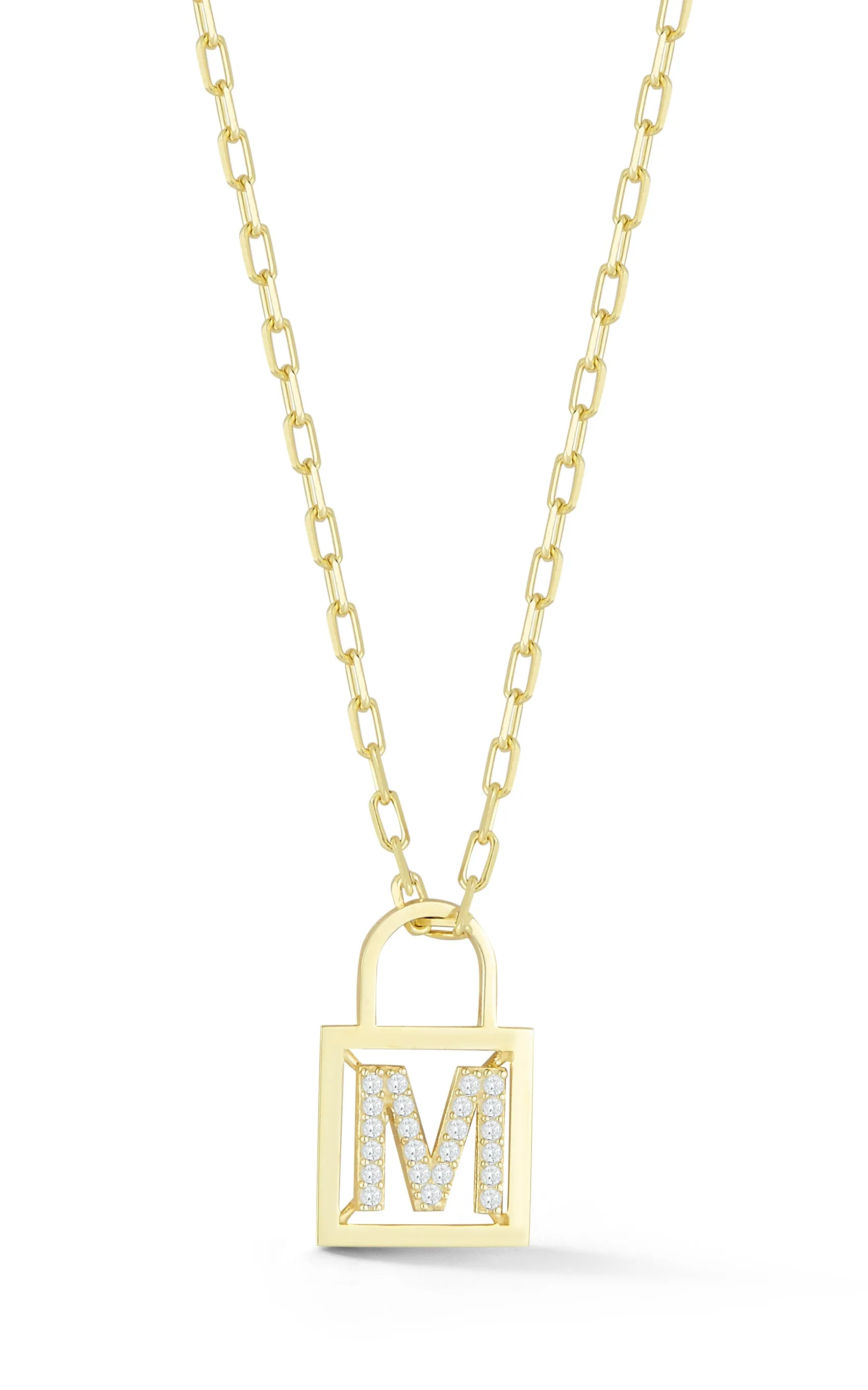 Open Padlock Initial Necklace