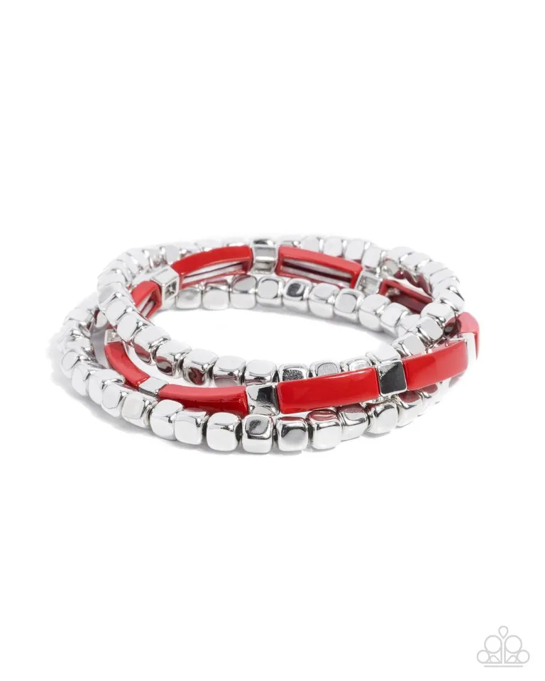 Paparazzi Bracelet ~ Colorful Cadenza - Red