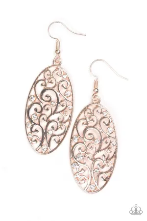 Paparazzi Earring ~ Glistening Gardens - Rose Gold