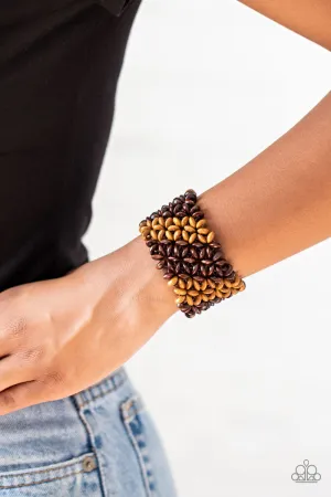 Paparazzi Island Expression - Brown Wooden Bracelet