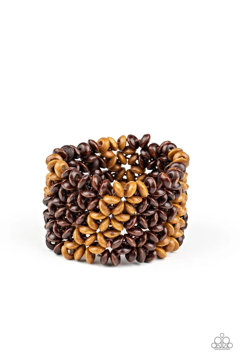 Paparazzi Island Expression - Brown Wooden Bracelet