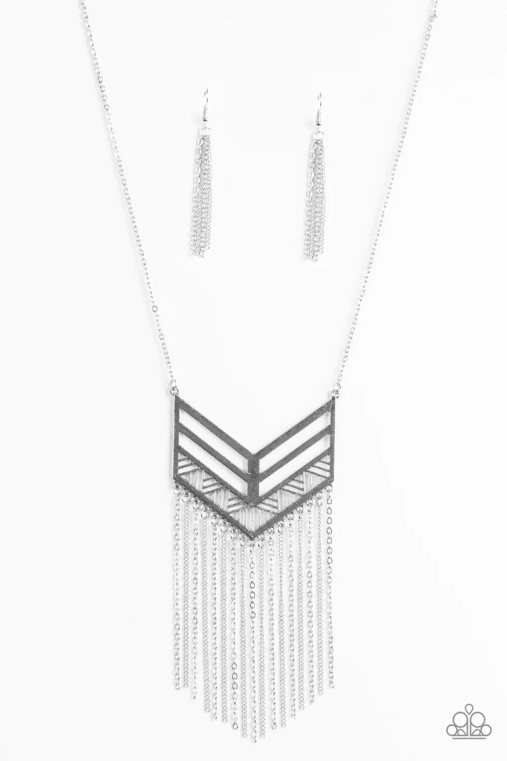 Paparazzi Necklace ~ Alpha Attitude - Silver