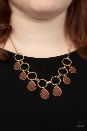 Paparazzi Necklace ~ Golden Glimmer - Brown