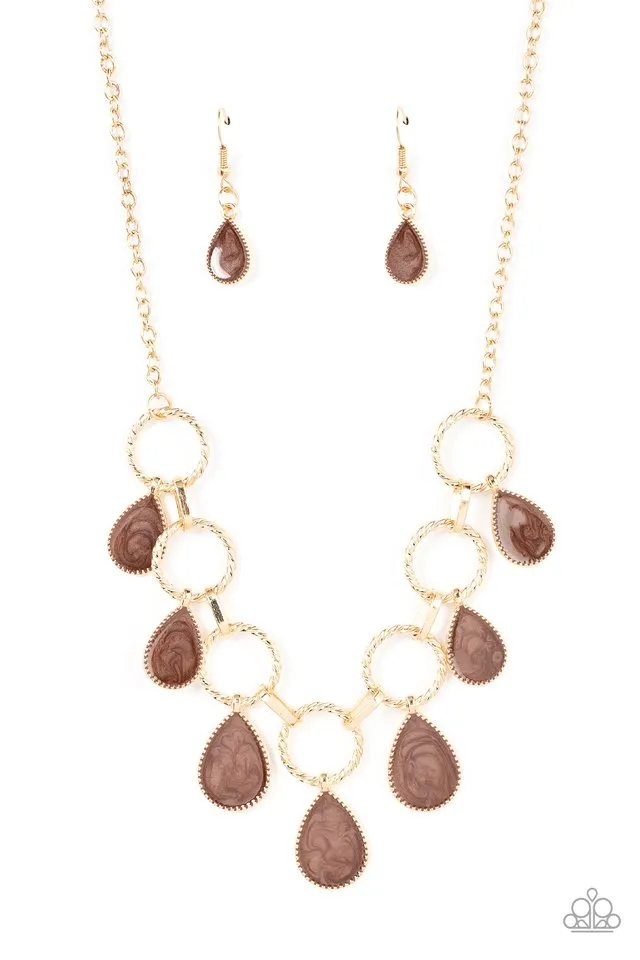 Paparazzi Necklace ~ Golden Glimmer - Brown