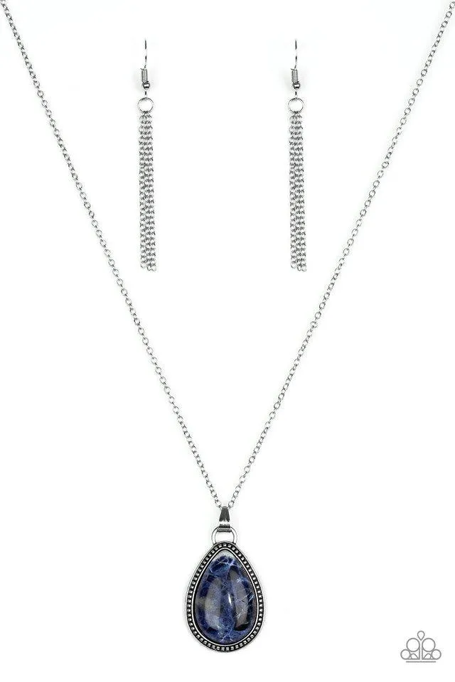 Paparazzi Necklace ~ On The Home FRONTIER - Blue