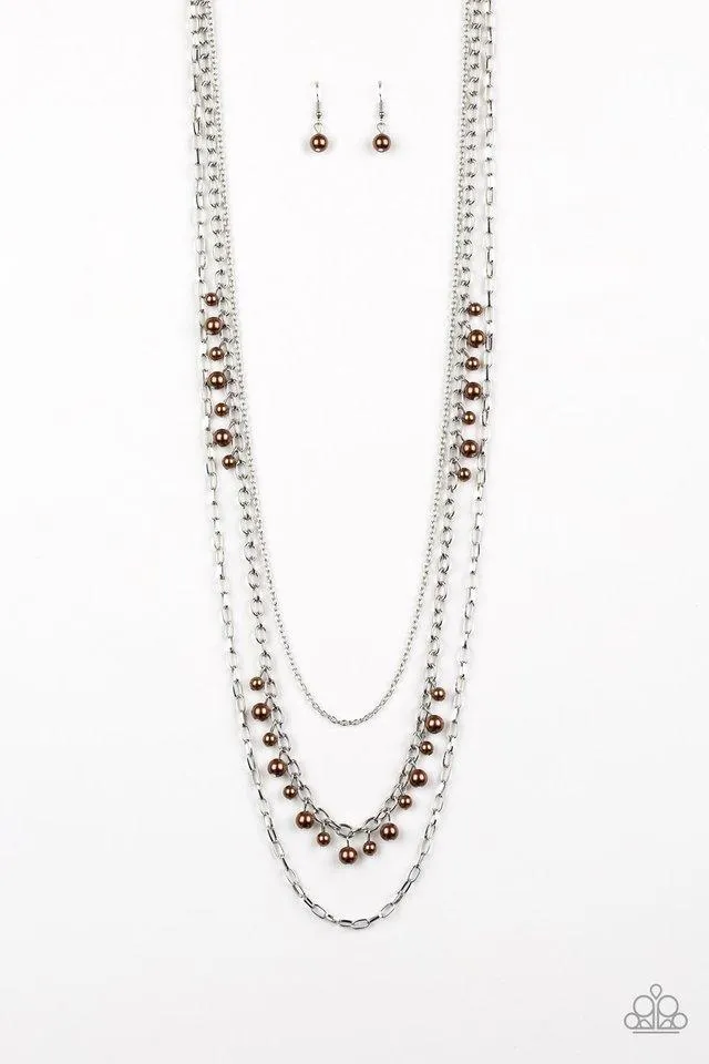 Paparazzi Necklace ~ Pearl Pageant - Brown