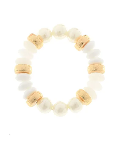 Pearl & Color Rondelle Beads Bracelet