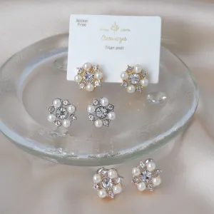 Pearl and Stone Cluster Studs